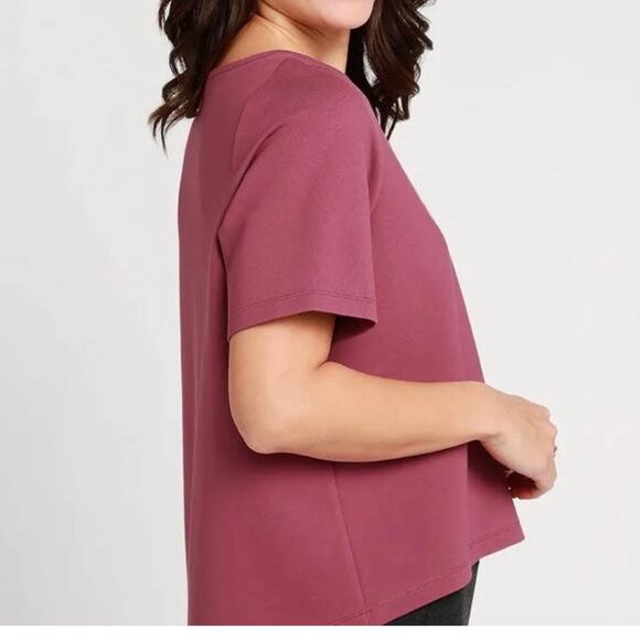 Beta Brand Women’s Boxy Short Sleeve High Low Top XL Burgundy Ponte Knit - Picture 10 of 10